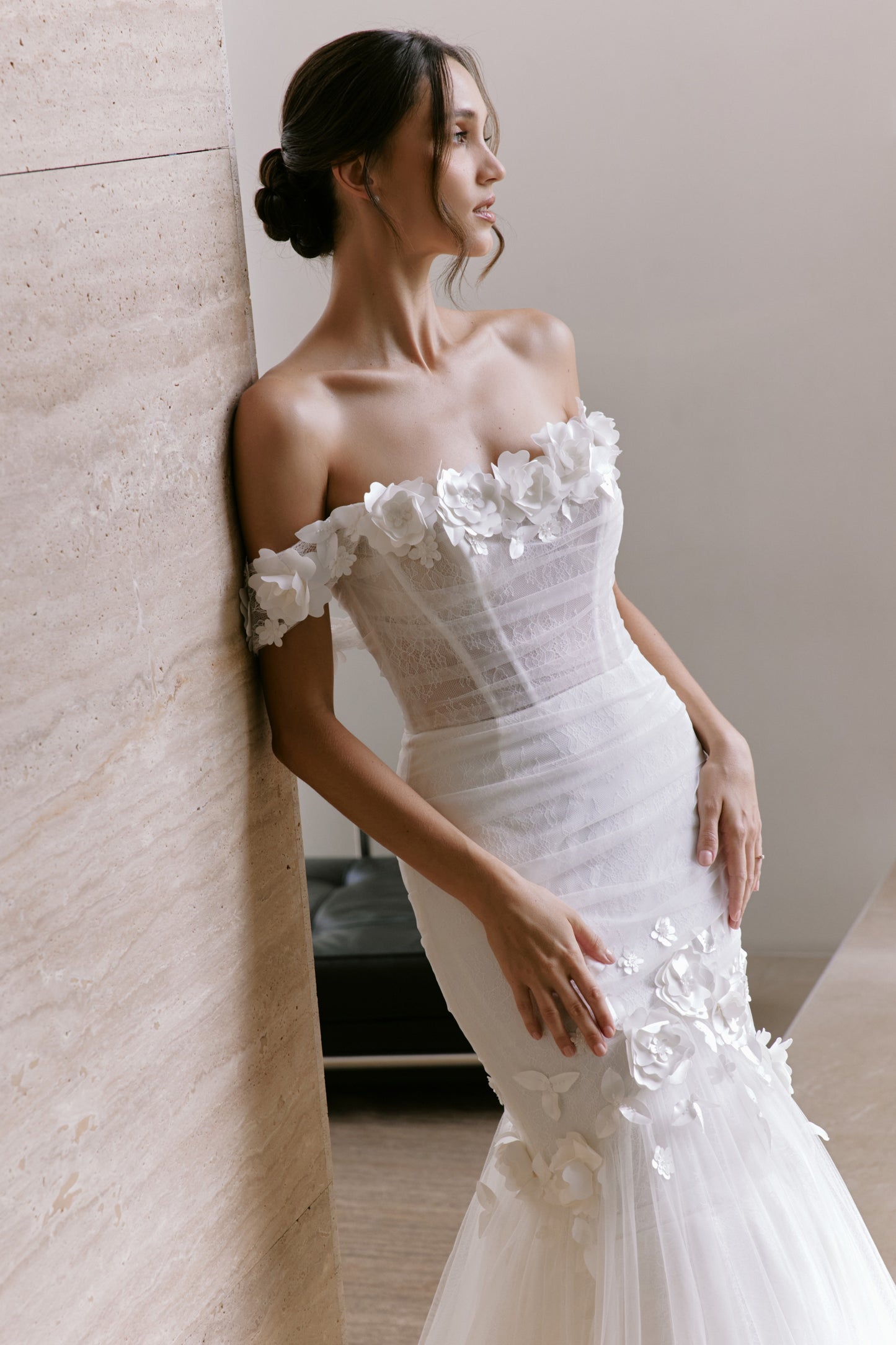 Elegant Off-the-Shoulder Mermaid Wedding Gown | Briderful