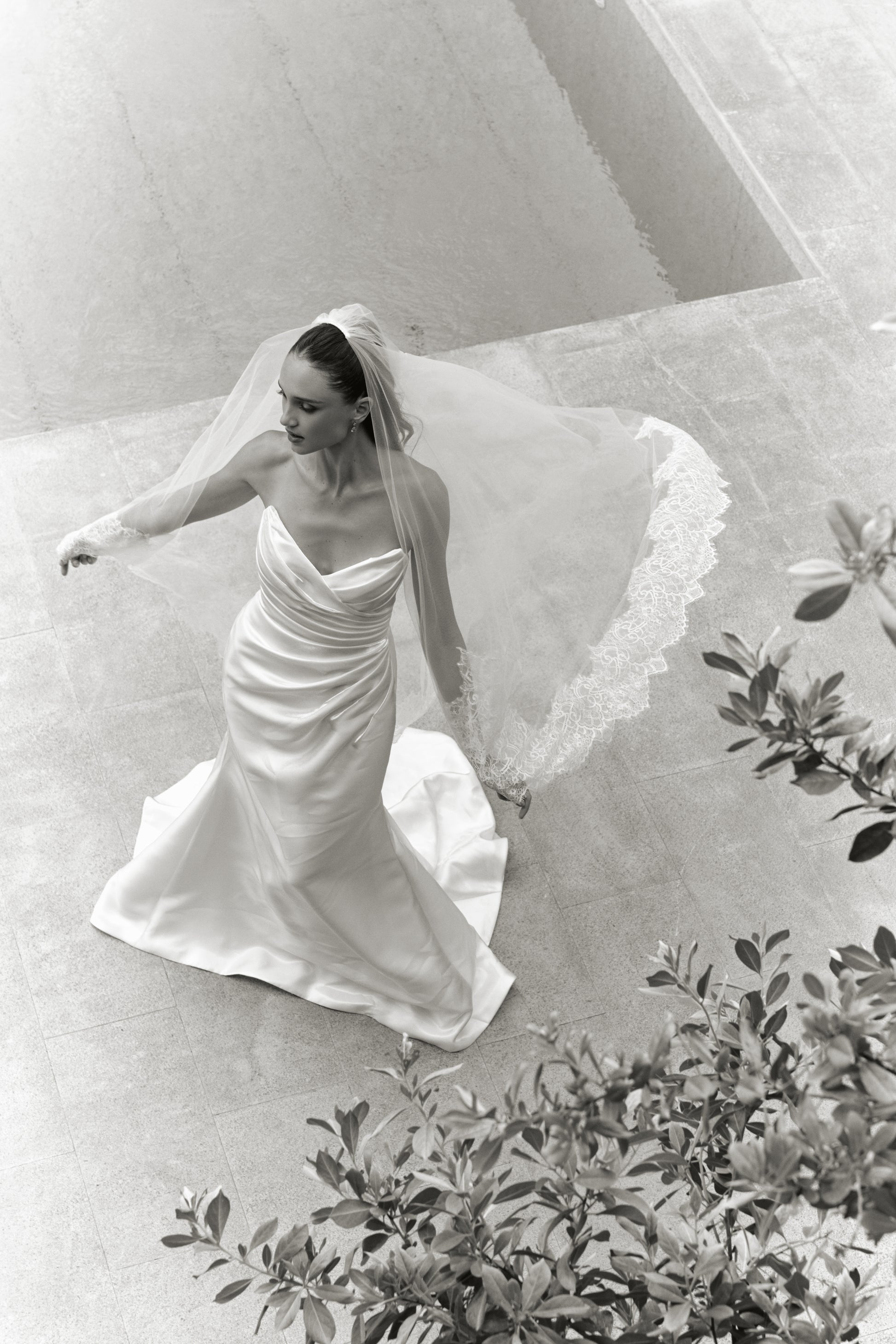 French Satin Trumpet Wedding Gown with Sweetheart Neckline | Briderful - french satin