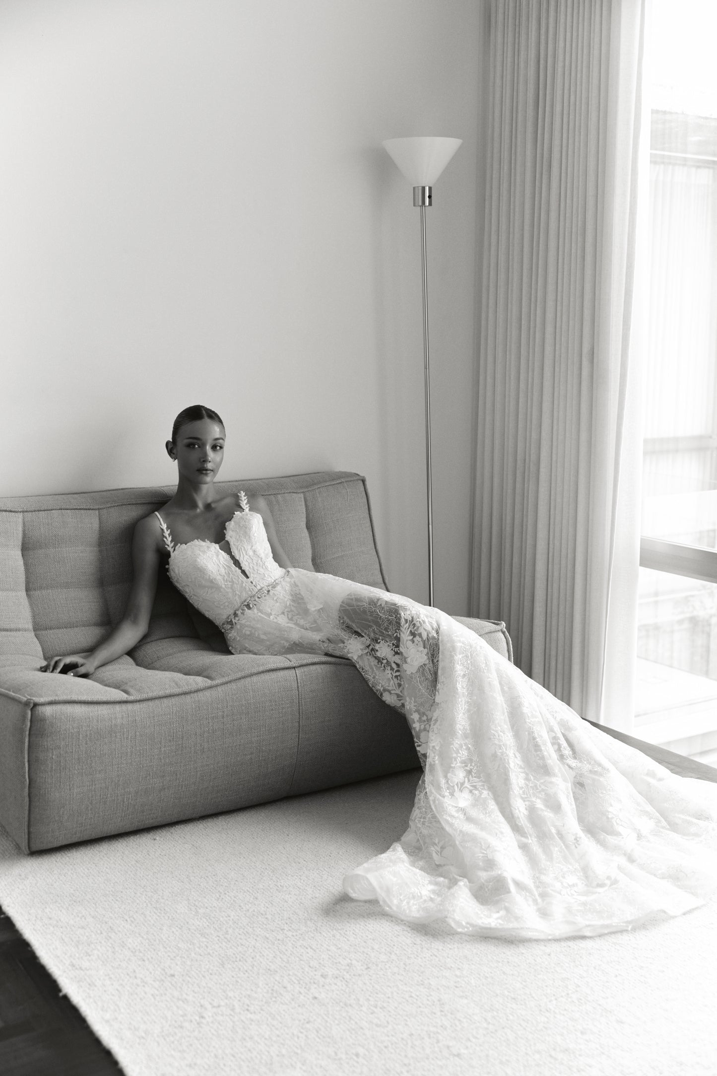 Lace Open-Back Wedding Gown with Delicate Spaghetti Straps | Briderful - fabric
