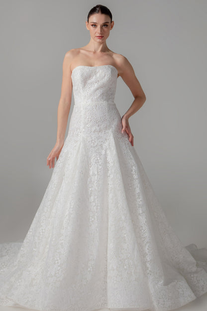 3D Tailored Lace Ball Gown with Cathedral Train | Briderful