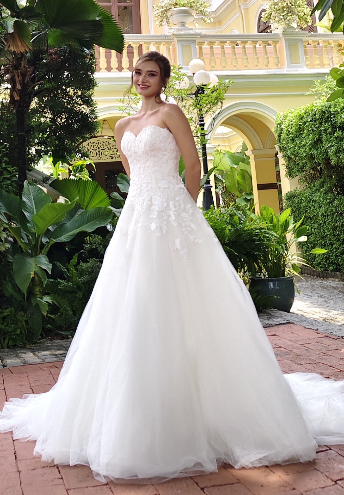 Beaded Lace Off-the-Shoulder A-Line Gown with Structured Bodice | Briderful