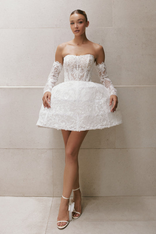 Sweetheart Minidress with Detachable Sleeves | Briderful