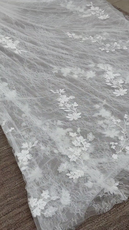 BW114056 | Illusion Lace Mermaid Wedding Gown with Long Train